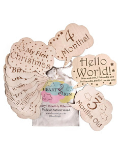 Tarjetas de Hito Mensual para Bebés Heart's Sign - 24 Diseños