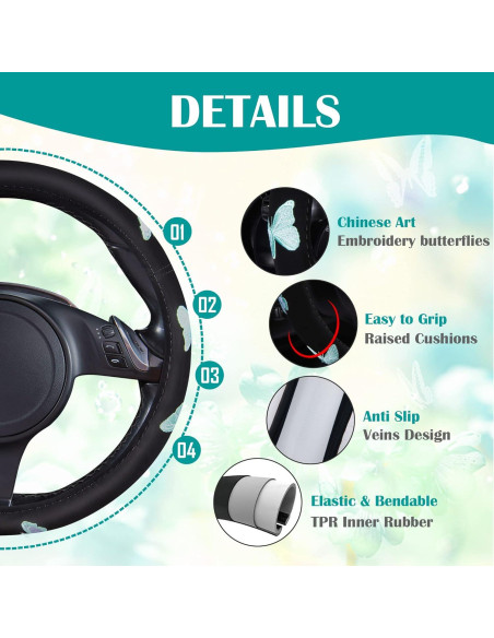 Cubierta de Volante CAR PASS 15" Antideslizante Mariposa Mint