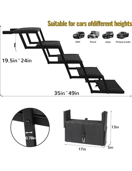 Escalera Plegable para Perros Heeyoo - Soporta 90 Kg, Antideslizante