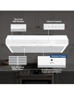 Campana Extractora Broan-NuTone GLA3304WW 76cm 490 CFM Acero Inoxidable 2