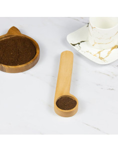 Cucharón Medidor de Madera KVMORZE 2 en 1 para Café y Té 2
