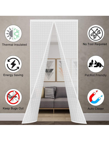 Cortina Aislante Magnética SANJIANKER 86.36x203.2 cm Blanca