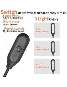 Luz de Libro Recargable USB-C Hilngav 3 Modos de Color 2