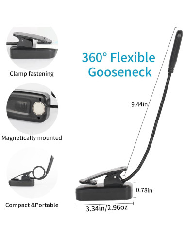 Luz de Libro Recargable USB-C Hilngav 3 Modos de Color