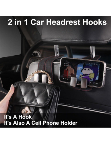 Ganchos para Reposacabezas de Coche SUNCARACCL - 2 Piezas, Negro