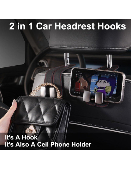 Ganchos para Reposacabezas de Coche SUNCARACCL - 2 Piezas, Negro