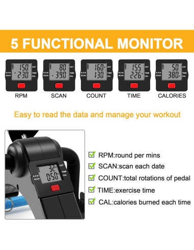 Ejercitador de Pedales Plegable LEWANJA con Monitor LCD