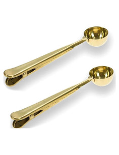 Cuchara de Café y Té con Clip ZOUKFOX - Acero Inoxidable Oro