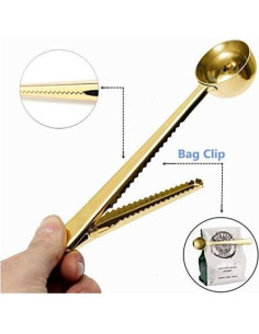 Cuchara de Café y Té con Clip ZOUKFOX - Acero Inoxidable Oro 2
