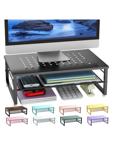 Soporte Elevador de Monitor Metal 2 Niveles Gianotter Negro