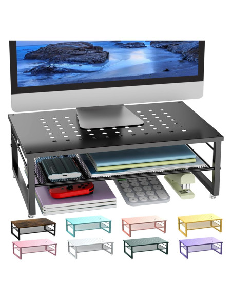 Soporte Elevador de Monitor Metal 2 Niveles Gianotter Negro