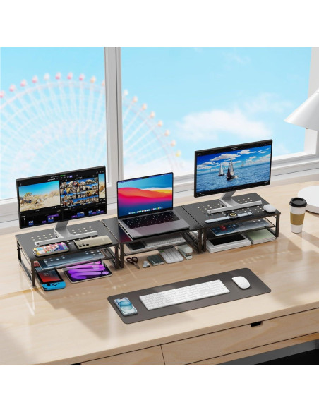 Soporte Elevador de Monitor Metal 2 Niveles Gianotter Negro