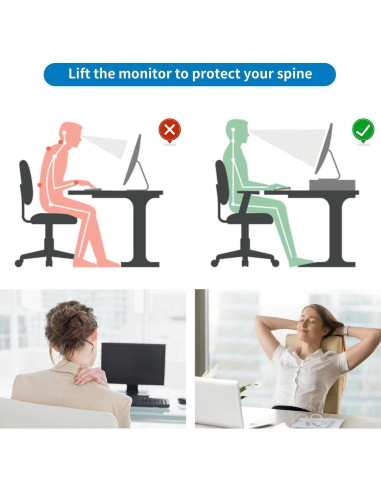 Soporte Elevador de Monitor Metal 2 Niveles Gianotter Negro