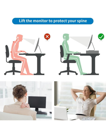 Soporte Elevador de Monitor Metal 2 Niveles Gianotter Negro