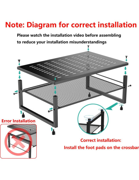 Soporte Elevador de Monitor Metal 2 Niveles Gianotter Negro