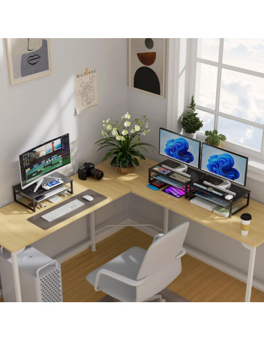 Soporte Elevador de Monitor Metal 2 Niveles Gianotter Negro