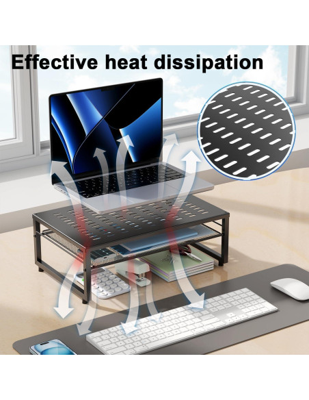 Soporte Elevador de Monitor Metal 2 Niveles Gianotter Negro