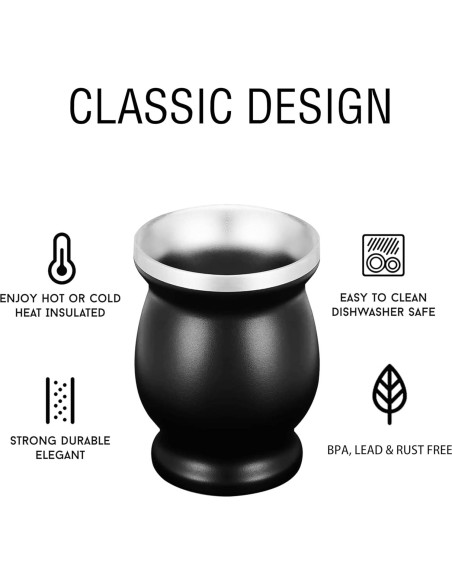 Taza de Yerba Mate Acero Inoxidable LA FEE 0.24L Marrón