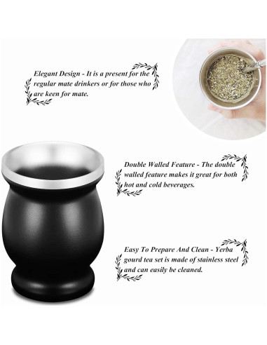 Taza de Yerba Mate Acero Inoxidable LA FEE 0.24L Marrón