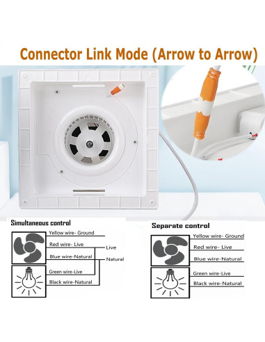 Ventilador Extractor de Baño MEOZRI 20.32cm Luz LED 42W