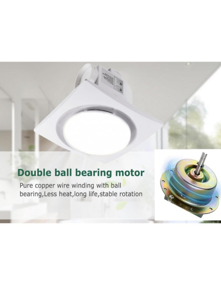 Ventilador Extractor de Baño MEOZRI 20.32cm Luz LED 42W