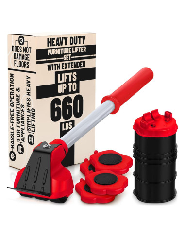 Elevador de Muebles Lagarto RED - Carga 299 kg, Ruedas 360