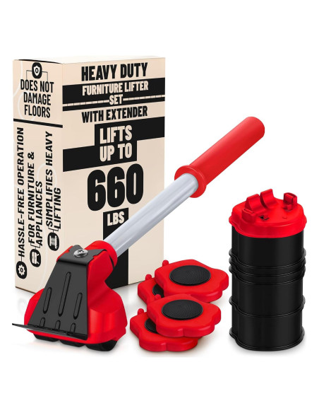 Elevador de Muebles Lagarto RED - Carga 299 kg, Ruedas 360