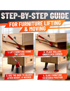 Elevador de Muebles Lagarto RED - Carga 299 kg, Ruedas 360 2