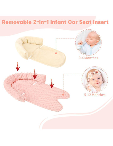 Inserto para Asiento de Auto Bebé HNHUAMING Beige 2-en-1 Suave