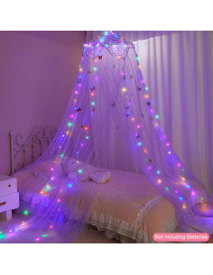Dosel de Cama para Niñas FIOBEE con Luces LED y Mosquitera 2