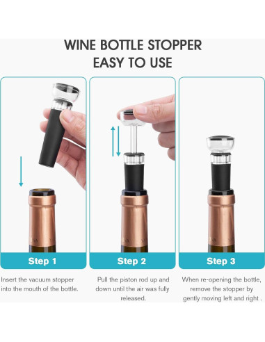 Juego de 2 Tapones de Vino Mafiti con Bomba de Vacío