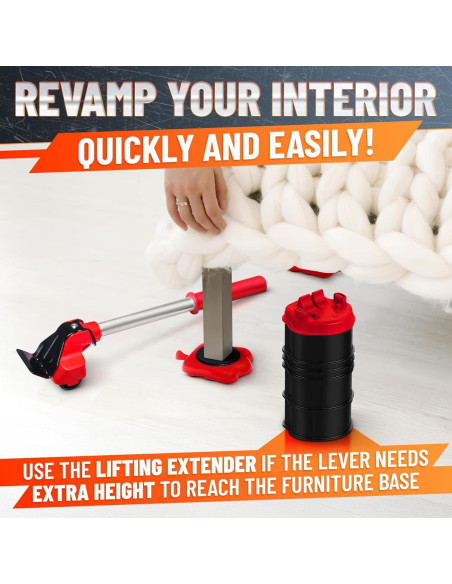 Elevador de Muebles Lagarto RED - Carga 299 kg, Ruedas 360