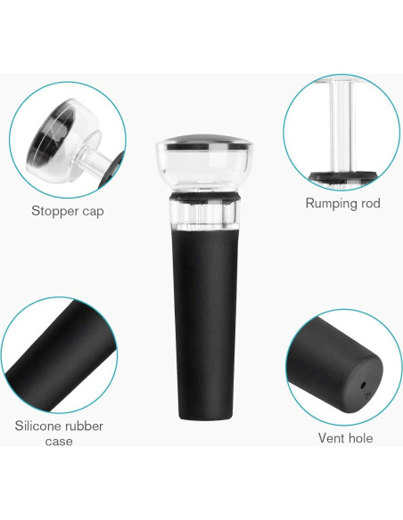 Juego de 2 Tapones de Vino Mafiti con Bomba de Vacío