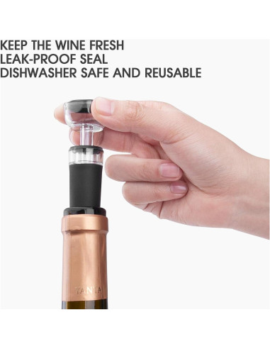 Juego de 2 Tapones de Vino Mafiti con Bomba de Vacío