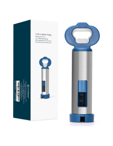 KITCHENDAO Abrebotellas 3 en 1 con Sacacorchos y Cortador