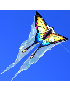 Cometa Mariposa de Tul Amarilla SGftre 140x71cm Fácil de Volar 2