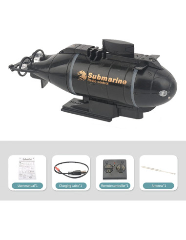 Submarino RC GoolRC 6CH Negro, Juguete Acuático para Niños