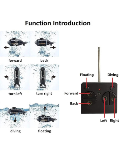 Submarino RC GoolRC 6CH Negro, Juguete Acuático para Niños