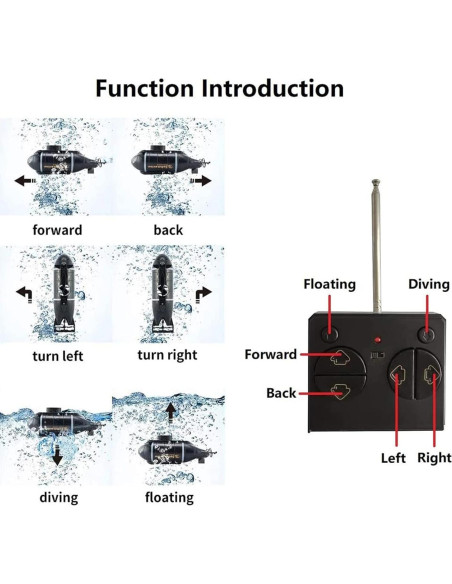 Submarino RC GoolRC 6CH Negro, Juguete Acuático para Niños