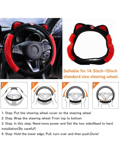 Funda de Volante Bittwee 15 Pulgadas con Orejas de Gato