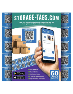 Etiquetas de Almacenamiento con Código QR - 60 Unidades - Azul Oscuro