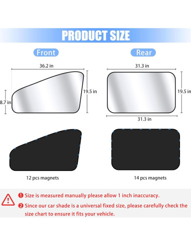 Cortinas de Ventana para Auto ZATOOTO 4 Pack Plata Brillante