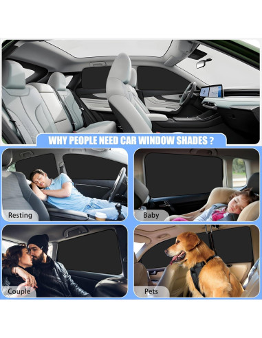 Cortinas de Ventana para Auto ZATOOTO 4 Pack Plata Brillante