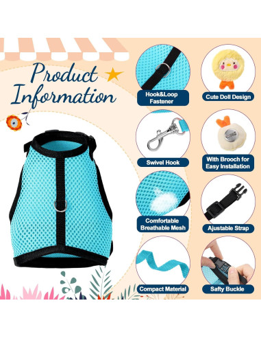 Conjunto Arnés y Correa para Conejos Bunnycool Azul Claro