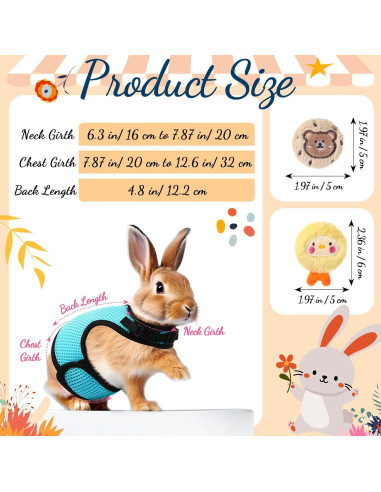 Conjunto Arnés y Correa para Conejos Bunnycool Azul Claro