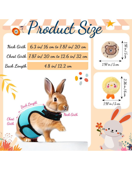 Conjunto Arnés y Correa para Conejos Bunnycool Azul Claro