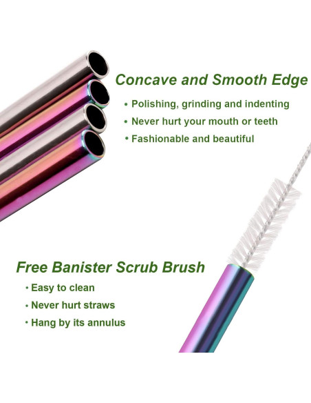 Pajitas Reutilizables VEHHE Acero Inoxidable 21.6 y 26.7 cm