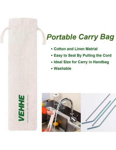 Pajitas Reutilizables VEHHE Acero Inoxidable 21.6 y 26.7 cm