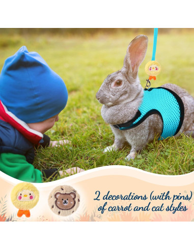 Conjunto Arnés y Correa para Conejos Bunnycool Azul Claro