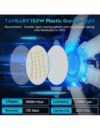 Luz de Techo LED Tanbaby 150W Deformable 15000LM E26/E27